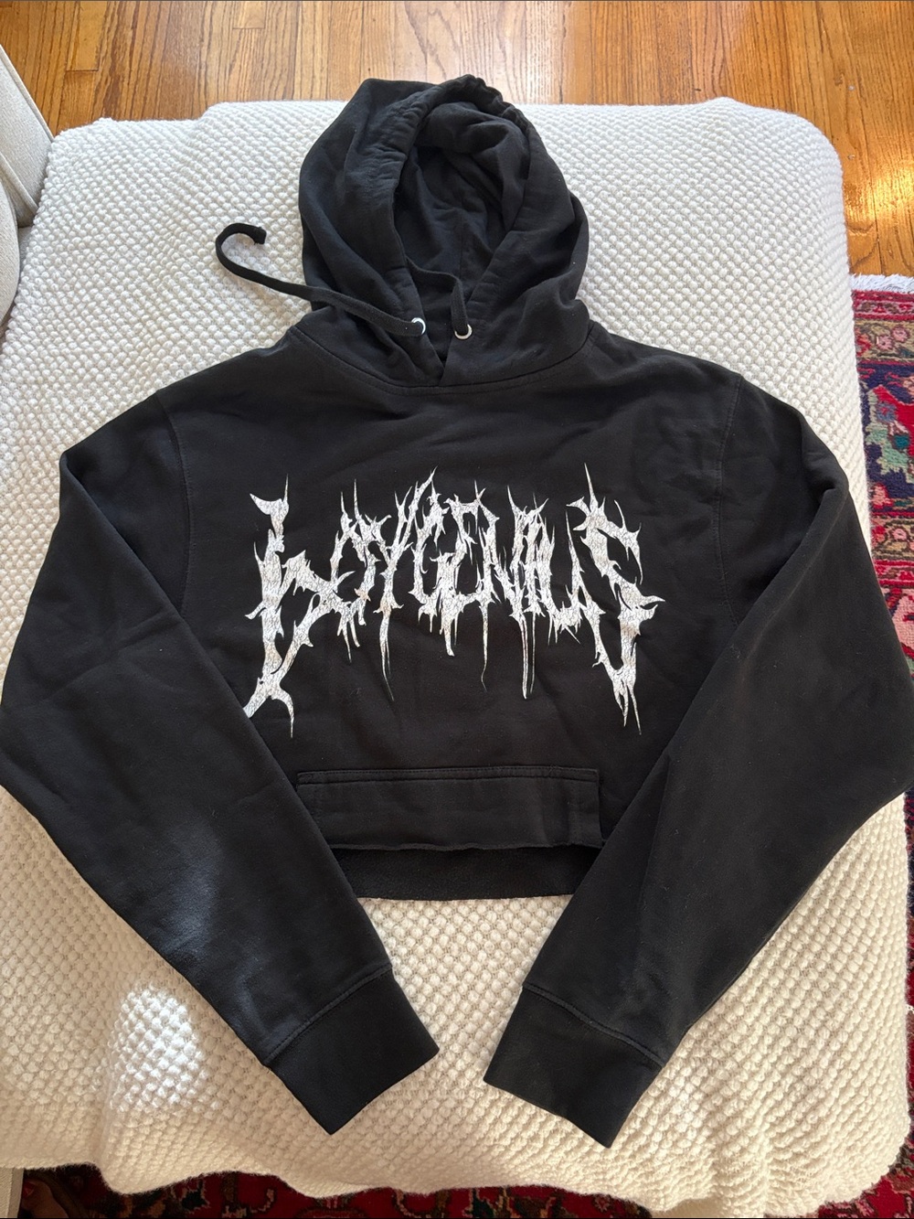Boygenius Black Graphic Cropped Hoodie Sweatshirt - Women